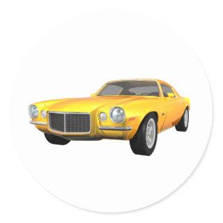1972 Camaro Z28: Muscle Car: Yellow Finish: Classic Round Sticker