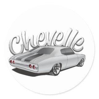 1972 Chevelle Custom Illustration Classic Round Sticker