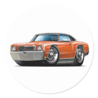 1972 Monte Carlo Orange-Black Top Car Classic Round Sticker