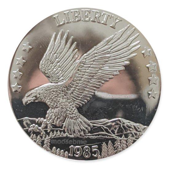 1985 Solid Silver Liberty Double Eagle Front Class Classic Round Sticker