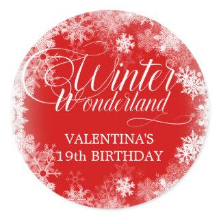 19th Birthday Winter Wonderland Snowflake Favor Classic Round Sticker