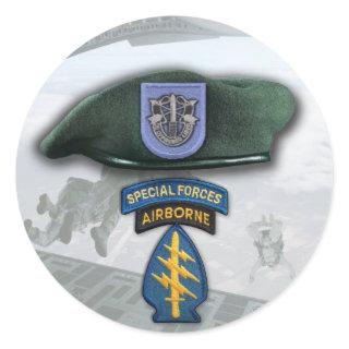 19th Special forces Green Berets veterans flash St Classic Round Sticker