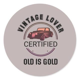 1.car lover vintage    classic round sticker