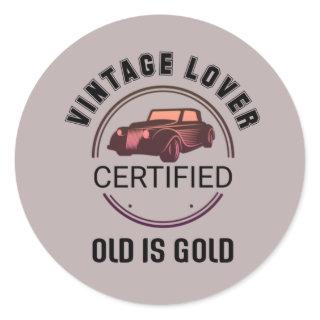 1.car lover vintage    classic round sticker