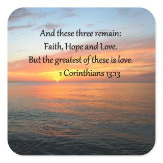 1 CORINTHIANS 13:13 SUNRISE PHOTO SQUARE STICKER