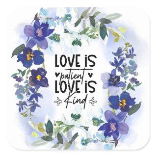 1 Corinthians 13:4 Love is Patient Bible Verse Square Sticker