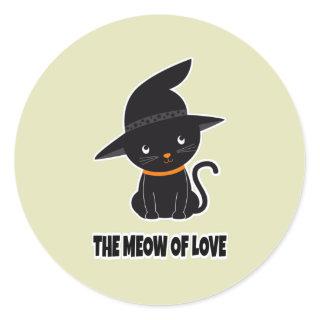 1.cute beautiful black cat meow of love   classic round sticker