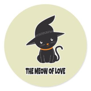 1.cute beautiful black cat meow of love   classic round sticker