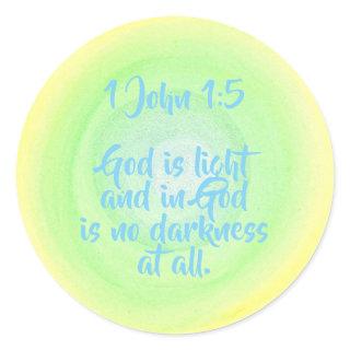1 John 1 5, God is light, no darkness, blends Classic Round Sticker