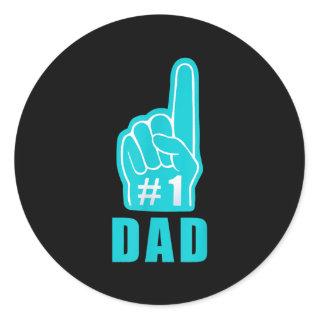 1 Sports Dad Funny Father's Day Foam Finger Classic Round Sticker
