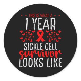 1 Year Sickle Cell Survivor Ribbon Sickle Cell Awa Classic Round Sticker