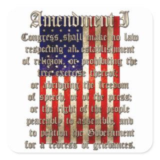 1st Amendment Square Sticker