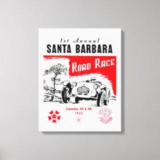 1st Annual Santa Barbara Road Race Vintage Poster Canvas Print