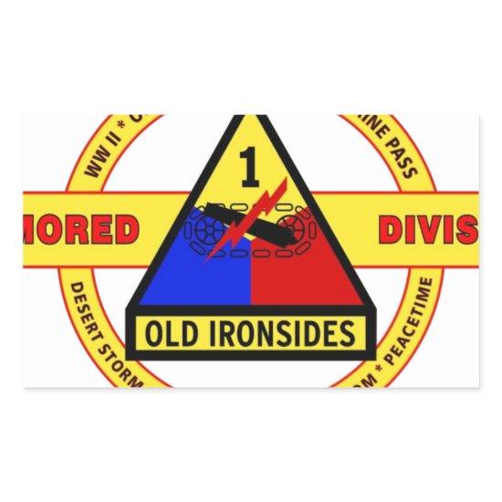 1ST ARMORED DIVISION "OLD IRONSIDES" RECTANGULAR STICKER