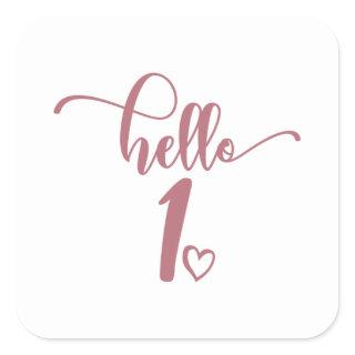 1st Birthday Girls Hello One Cute 1 Year Old Baby Square Sticker