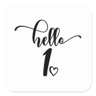 1st Birthday Girls Hello One Cute 1 Year Old Baby Square Sticker