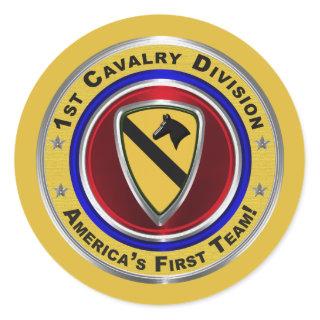 1st Cavalry Division “First Team” Classic Round Sticker