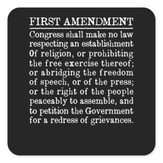 1st First Amendment U.S. Constitution Free Speech Square Sticker