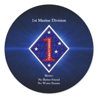 1st Mar Div Classic Round Sticker