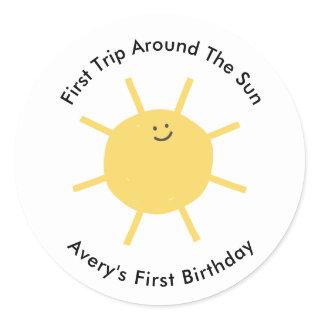 1st Trip Around the Sun 1st Birthday Party Classic Round Sticker
