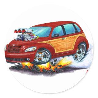 2008-10 PT Cruiser Maroon Woodie Classic Round Sticker