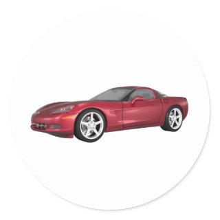 2008 Corvette: Sports Car: Candy Apple Finish: Classic Round Sticker