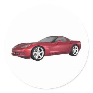 2008 Corvette: Sports Car: Candy Apple Finish: Classic Round Sticker