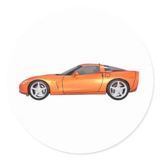 2008 Corvette: Sports Car: Orange Finish: Classic Round Sticker