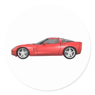 2008 Corvette: Sports Car: Red Finish: Classic Round Sticker