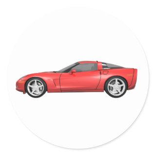 2008 Corvette: Sports Car: Red Finish: Classic Round Sticker