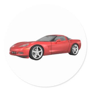 2008 Corvette: Sports Car: Red Finish: Classic Round Sticker