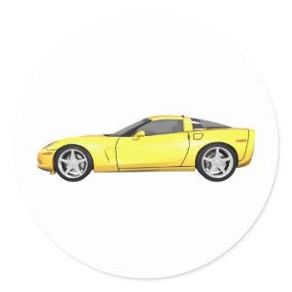 2008 Corvette: Sports Car: Yellow Finish: Classic Round Sticker