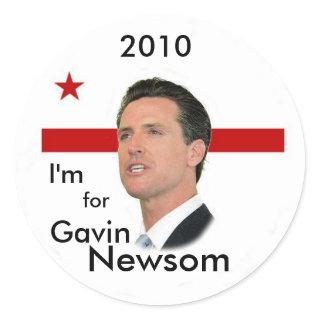 2010 Gavin Newsom Round Stickers
