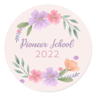 2022 JW Pioneer School - pastel pink and purple Classic Round Sticker