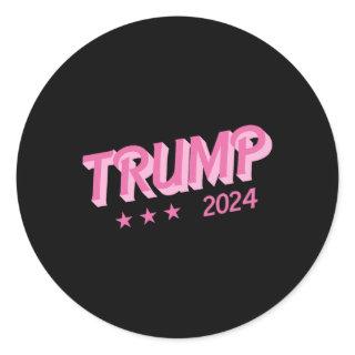 2024 - Funny Donald Trump Pink Bubble Letters  Classic Round Sticker