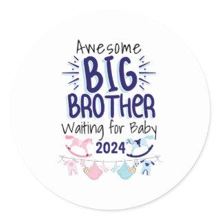 2024 New Big Brother Waiting for Baby Sibling Classic Round Sticker