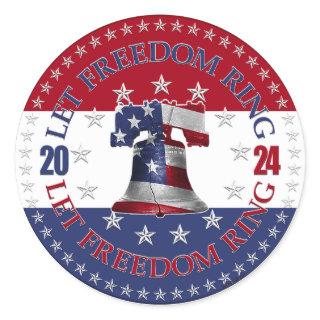 2024 Red and Blue Let Freedom Ring Liberty Bell Classic Round Sticker