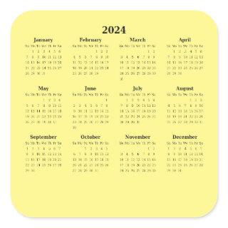 2024 Twelve Month Calendar Square Sticker
