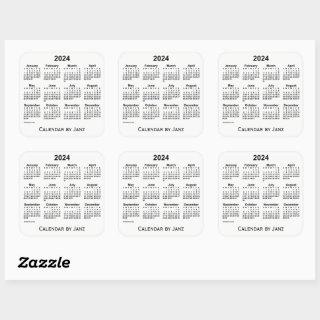 2024 White Calendar by Janz Square Sticker