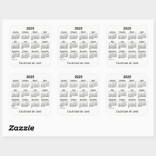 2025 White Calendar by Janz Square Sticker