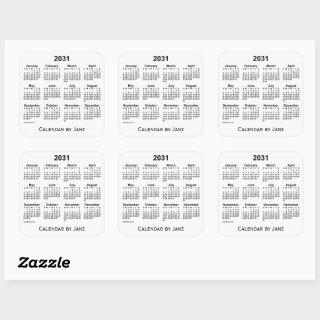 2031 White Calendar by Janz Square Sticker