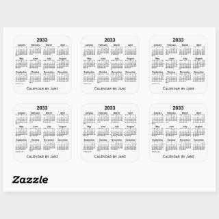 2033 White Calendar by Janz Square Sticker