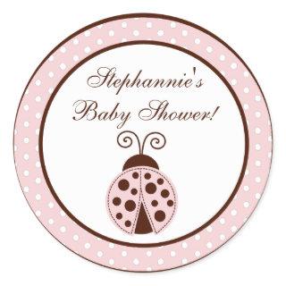 20 - 1.5"  Favor Stickers Pink Ladybug