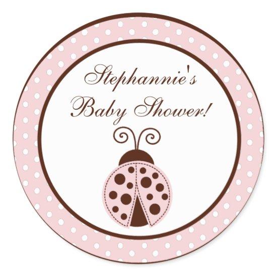 20 - 1.5"  Favor Stickers Pink Ladybug