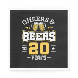 20Th Birthday Cheers And Beers Birthday Napkins