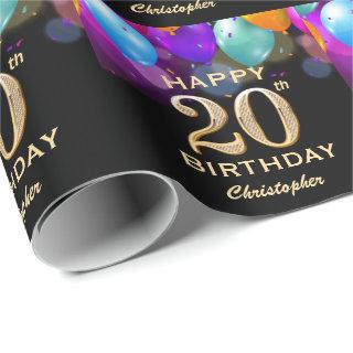 20th Birthday Party Black and Gold Balloons