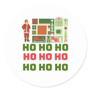 21.Ho Ho Ho Santa claus laugh face merry Christmas Classic Round Sticker