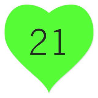 21 Twenty One Neon Green Custom Age Color 2023 Heart Sticker