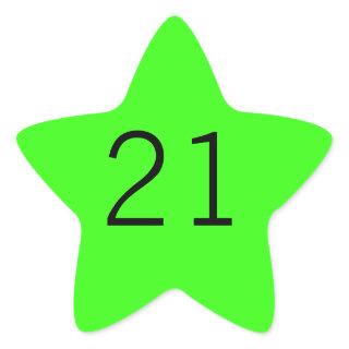 21 Twenty One Neon Green Custom Age Color 2023  Star Sticker