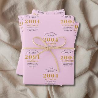 21st Birthday 2004 Add Name Pink Grey  Sheets